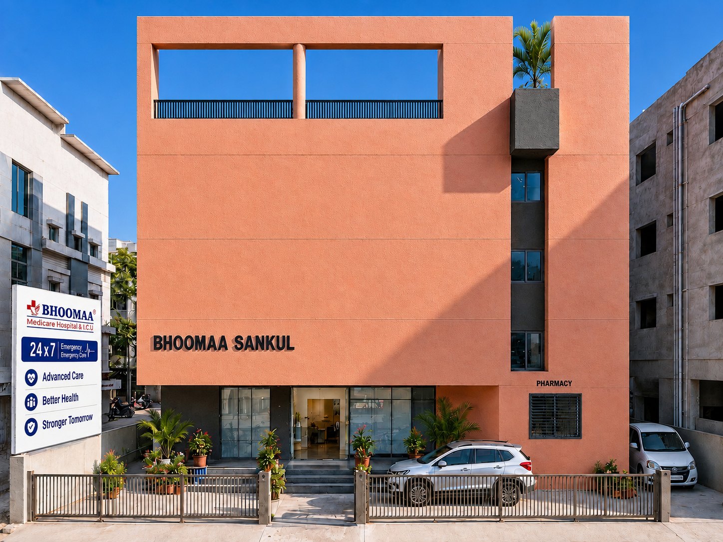 BHOOMAA Medicare Hospital & I.C.U. building at Bhoomaa Sankul, Palanpur, Gujarat